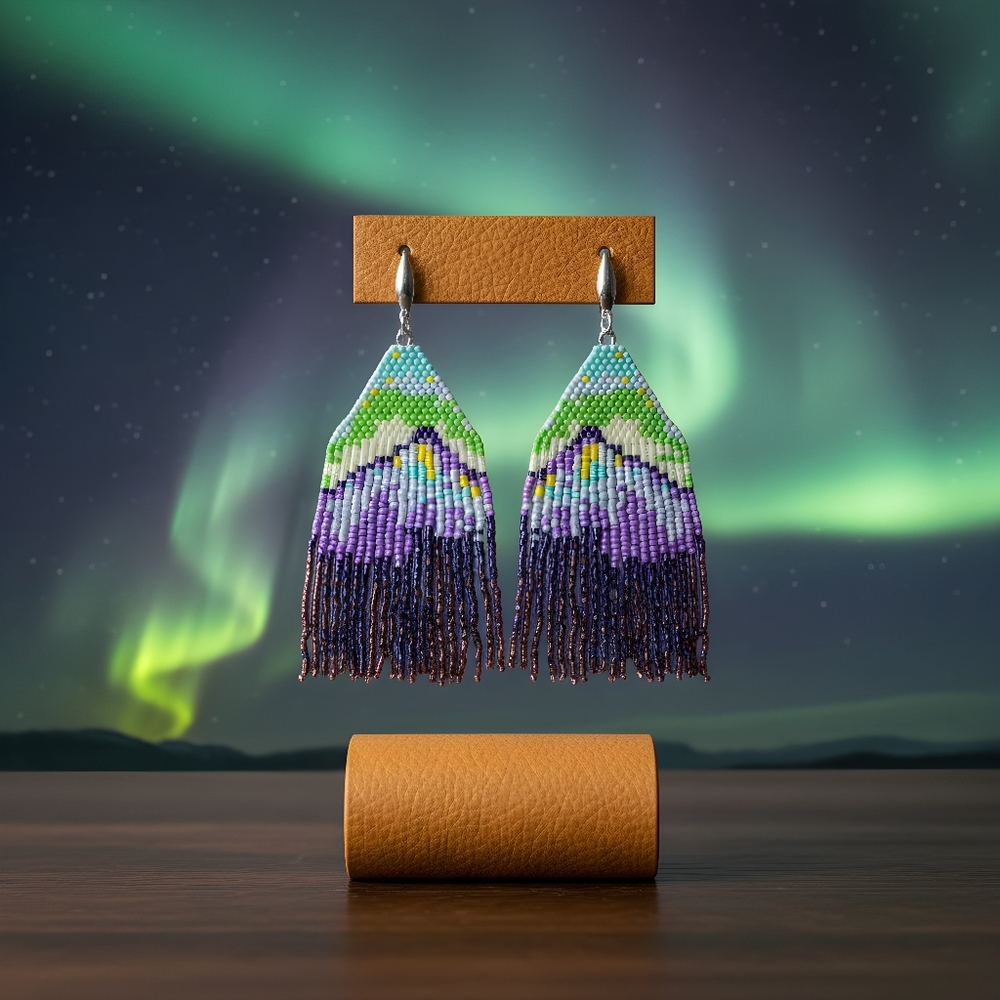 #402 HAND CRAFTED Earrings handcrafted handmade Fringe Earthtones Northern Light
